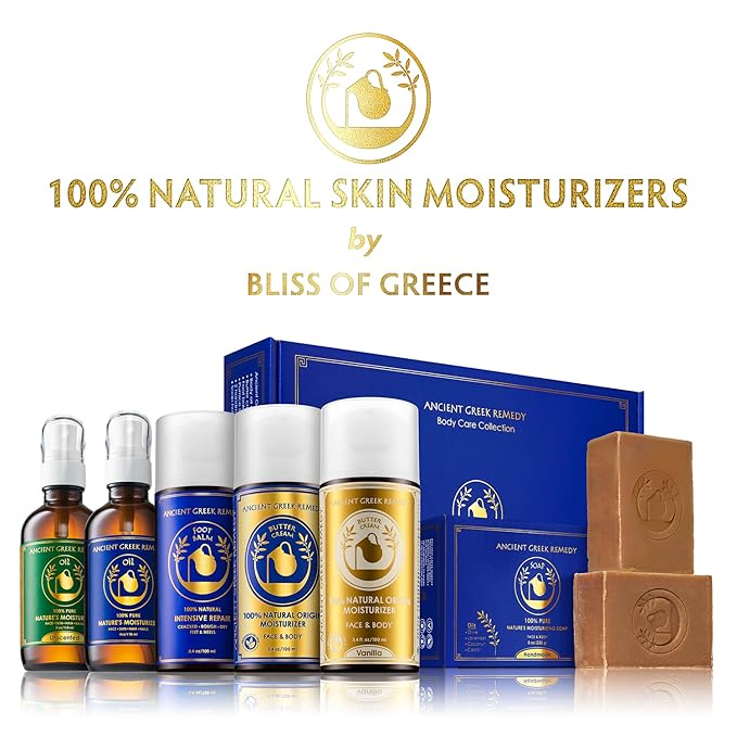 Ancient Greek Remedy Organic Face Moisturizer for Dry Skin - Anti Aging Face & Body Butter Cream - Almond, Jojoba, Olive, Rosehip, Vanilla, Vitamin E Oil. Natural Lotion for Women & Men 3.4 oz