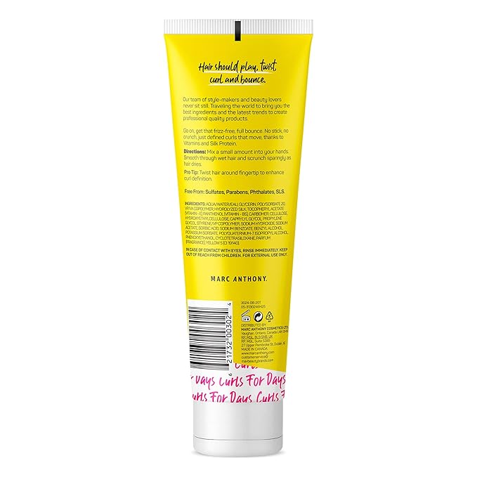 Marc Anthony Strictly Curls Curl Defining Styling Lotion, 8.3 Ounce Tube with Silk Protein and Vitamin E for Curl Definition