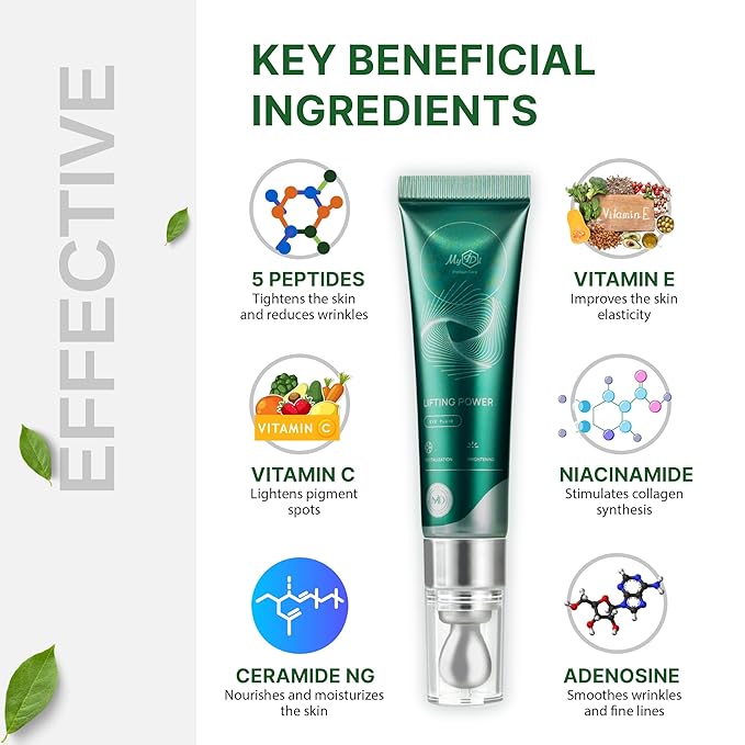 Lifting Power Eye Fluid | Rejuvenating Eye Contour Fluid with 5 Peptides & Vitamins | Niacinamide, Vitamin C, Palmitoyl Tripeptide-1 | 15ml