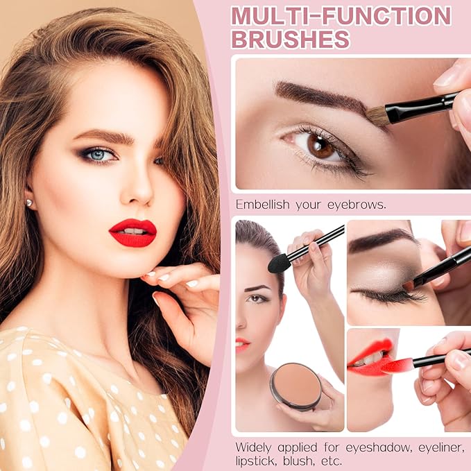 250 Piece Disposable Eyebrow Brush Set - 100 Angled/Round Eyebrow Brushes, 50 Double-End Eyeshadow Brushes, 100 Lip Brushes for Women & Girls Salon Beauty Cosmetic Makeup Tool