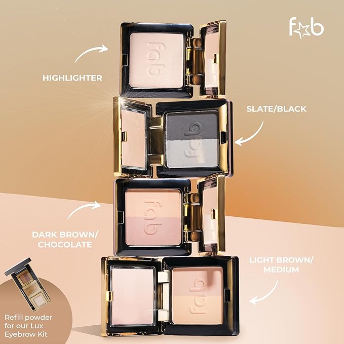 Lux Eyebrow Kit Refill Powder - Soft and Natural Eyebrow Definition for Brows Highlighter On-The-Go