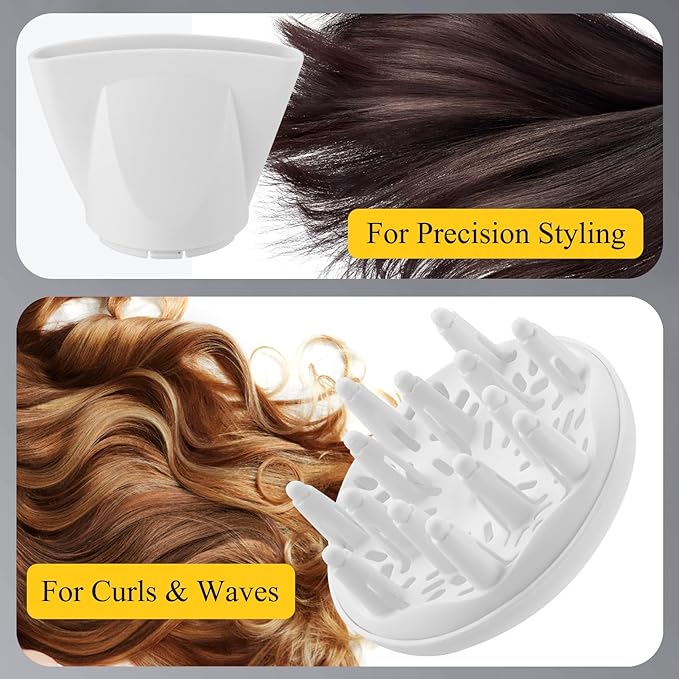 Hair Dryer, 1875W Compact Hair Blow Dryer, with Diffuser and Concentrator, White