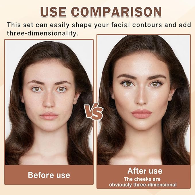 6 Colors Contour Makeup Kit,Double-ended Cream Contour Stick Makeup,Lightweight Bronzer Stick Contour Kit,Face Highlighter Makeup Stick,Long Lasting Contorno Maquillaje - Set B