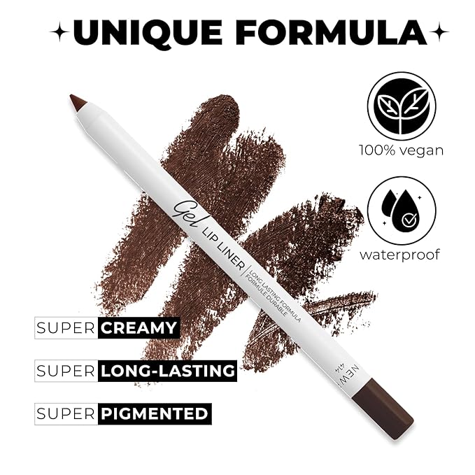 Matte Gel Lip Liner Pencil | Weightless & CreamyTexture - Sharpenable - Longwear & Waterproof - High Pigmented & Flawless Finish - Cruelty-free & Paraben-Free - 414, 1,7g/0.05oz. (Intense Brown)