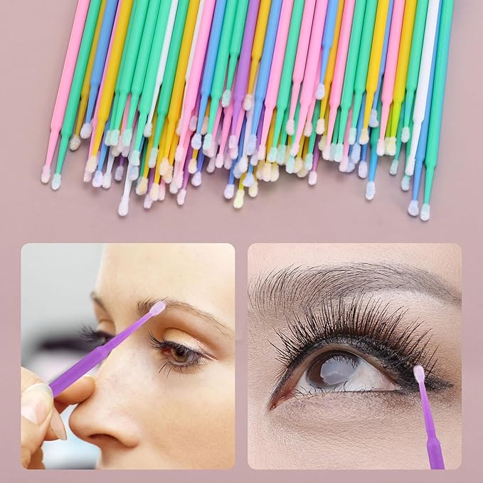 Tbestmax 1200 Pcs Micro Applicator Brush, Micro Swabs, Disposable Eye Lashes Mascara Wands for Eyelash Extension, 6 Colors