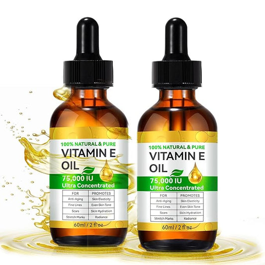 Vitamin E Oil for Scars 2.02 FL OZ 2Pack - All Natural & Vegan Skin Moisturizer