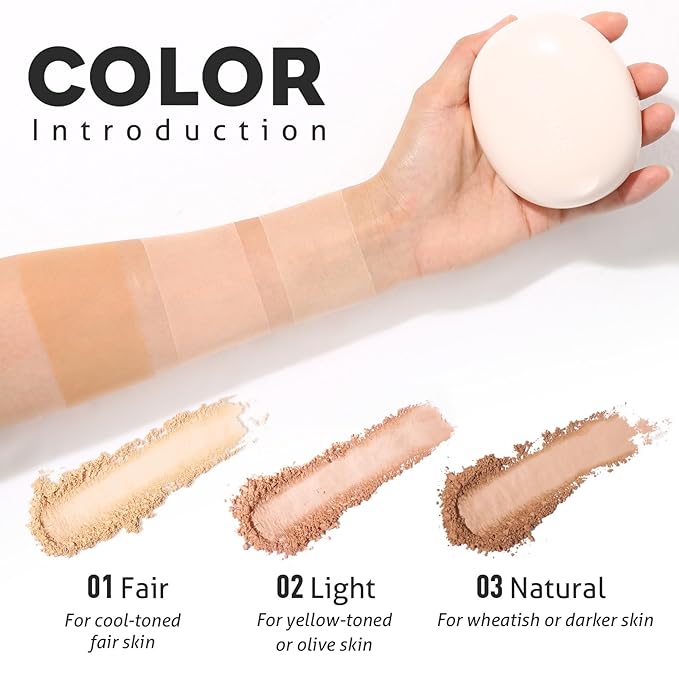 UCANBE 2-in-1 Pressed Face Powder & Foundation Makeup, Matte Oil Control Flawless Setting Powder, Korean Makeup,Waterproof Long Lasting Finishing Powder (Natural)