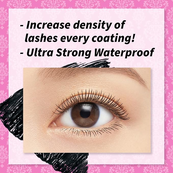 HEROINE MAKE by KISSME Volumizing Mascara Waterproof & Curvy Brush for Eye Makeup | Waterproof Mascara Volume & Length by Defining Fiber for Long-lasting Natural Eyelash Look, from Japan, Black, 2 EA