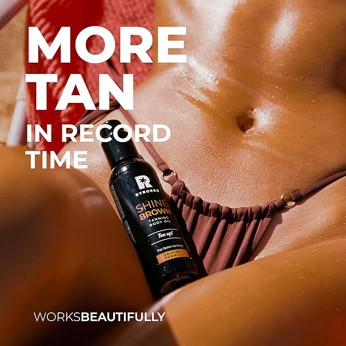 BYROKKO Shine Brown Tanning Oil 5.07 Fl Oz, XXL Tan Accelerator for Outdoor Sun or Indoor Tanning Bed Lotion, Fast Bronzer with Premium Natural Ingredients for Deep, Long-Lasting Glow