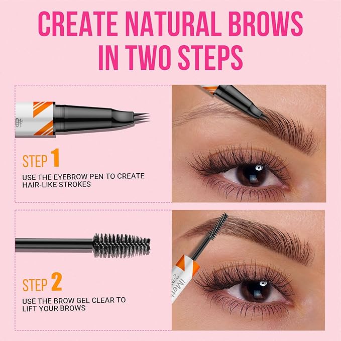 iMethod Curved Eyebrow Pen and Brow Gel Clear - Eye Brow Pencil with Hair Like Strokes for Natural Real-Looking Brows, Eyebrow Makeup for All-Day Defined, Waterproof, Smudge-proof, Blonde