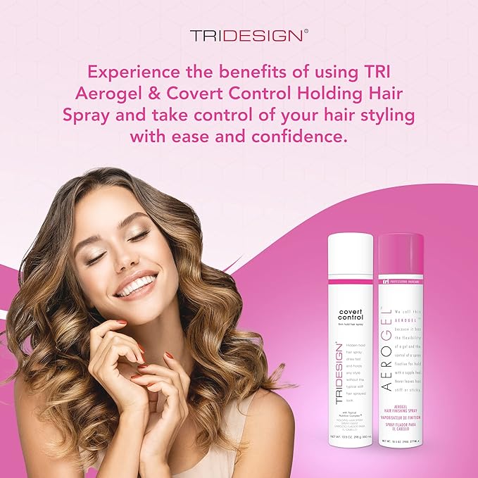TRIDESIGN Aerogel & Covert Control Holding Hair Spray - Hairspray for Women & Men, Texture Spray for Hair of All Types, Provides Hidden Control Hair Products, 10.5 Oz. Each Bottle