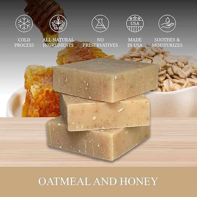 Dr. Wally's Handcrafted Soap Oatmeal5 oz Bar, with Shea Butter and enrich with Olive Oil, All Natural - Cold process - 100% Handmade - Unscented - Made in USA, pack of (3)