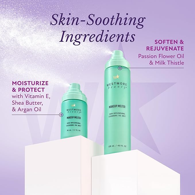 Westmore Beauty Makeup Melter - Makeup Remover Oil Cleanser, Skin Replenishing Cleansing Oil Mist & Face Cleanser 4 OZ