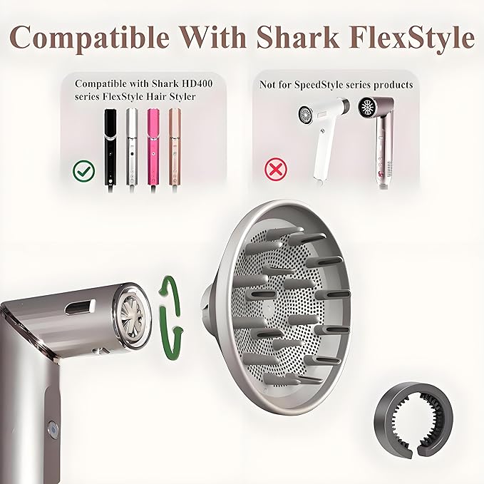 Fits Shark FlexStyle Diffuser Attachment and cleaning brush, Hair styling and Shark Dryer HD430/HD435 Hair Hryer cleaning two-piece set