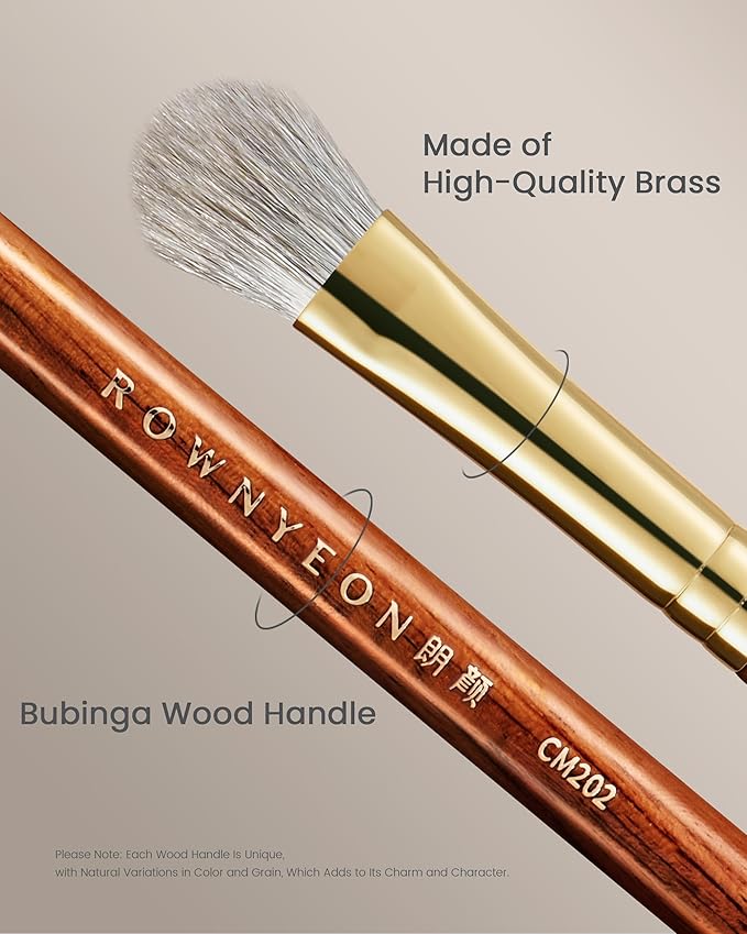 Desert Oak Series SweepPack Lid Master - Arctic Fox & Goat Hair Blend for Effortless Eyeshadow Packing, Luxury Bubinga Handle (CM 202)