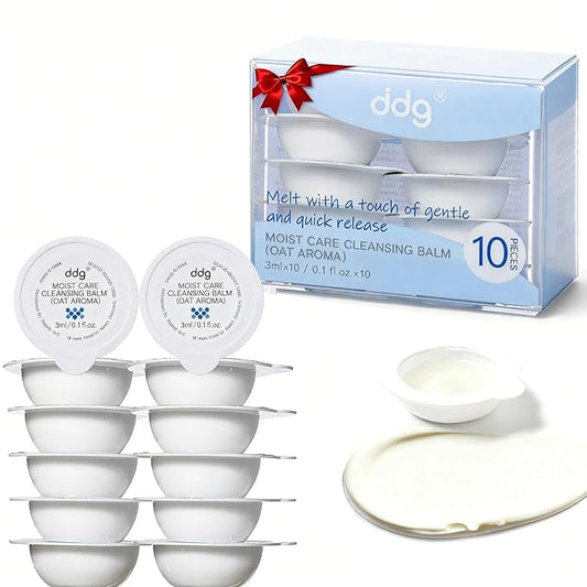 ddg Travel Size Cleansing Balm Makeup Remover for Sensitive Skin,Waterproof Makeup Removal,Travel-Friendly Facial Cleanser,Vegan Hydrating Formula,Individually Wrapped,10 Packs