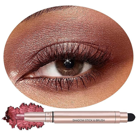 Eyeshadow Stick Makeup, Highlighter Cream Eye Shadow Pencil, Waterproof Hypoallergenic Long Lasting Matte Crayon, Glitter Primer Palette Shimmer Eyeliner Pen, Brownish Red