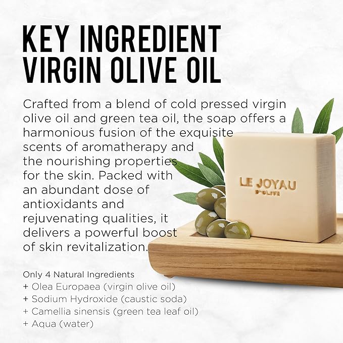 LJO Naturally Made No Perfume Soap | Enriched with Essential Oils | Free from Chemicals | No Titanium Dioxide | Handmade with 4 All-Natural Ingredients | Green Tea Mystique | Pack of 1