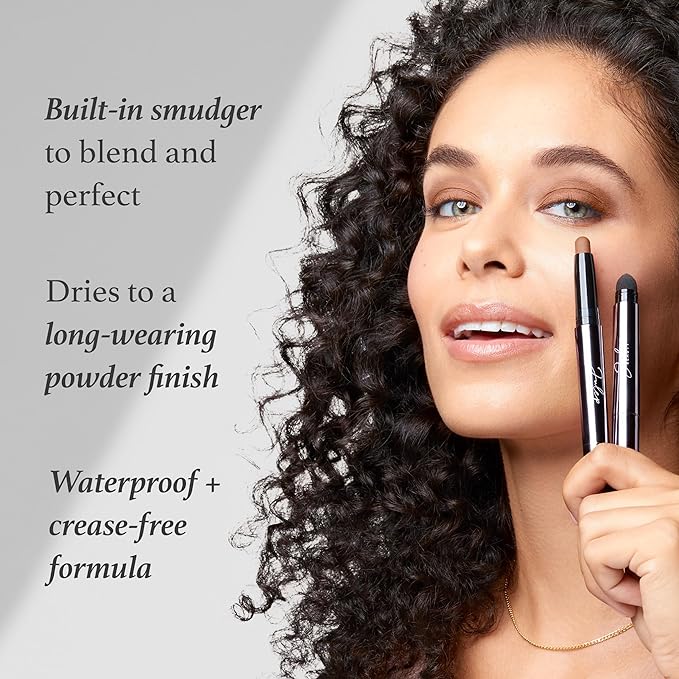 Julep Eyeshadow 101 Crème-to-Powder Waterproof Eyeshadow Stick Duo – Long-Lasting, Crease-Proof, Easy Apply with Built-in Smudger - Blush Pink Shimmer & Mink Mauve Shimmer