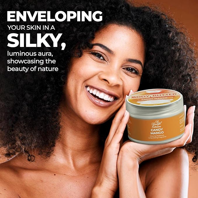 body butter candy mango scent long -lasting fragrance,hydrate skin jojoba oil and more 8oz