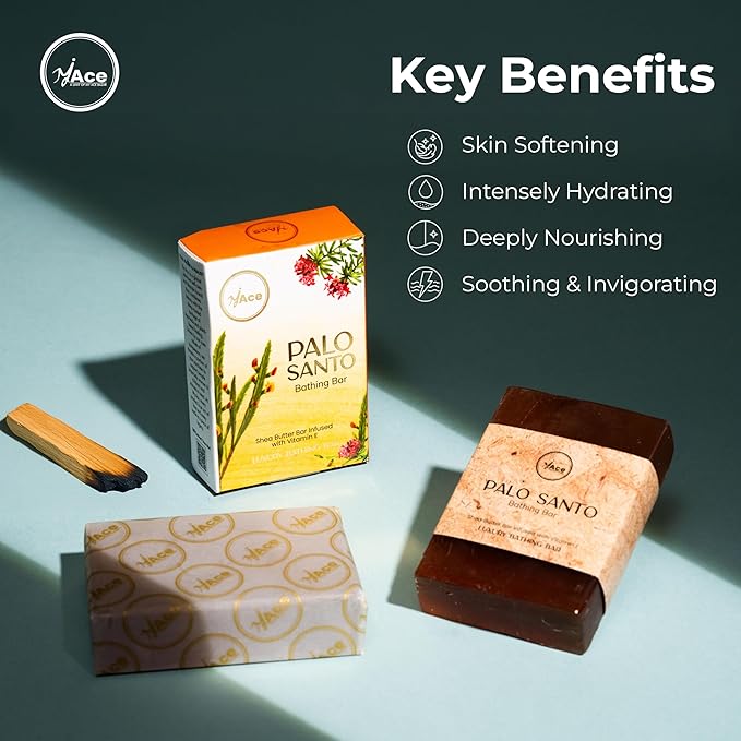 MY ACE Palo Santo Bathing Bar – Handmade with Palo Santo Essential Oil & Coconut Oil, SLES & Paraben Free, Enriched with Shea Butter & Vitamin E – Relaxing & Moisturizing