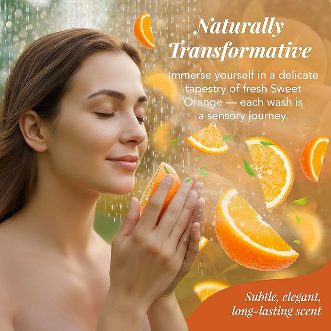 Saavy Naturals Body Wash Sweet Orange Plant-Based Ingredients - Made In USA - Sensitive Skin Body Wash, l Organic & Vegan Formula With Coconut Oil, Shea Butter, And Aloe Vera - 8.5 Fl Oz, 2 Pack