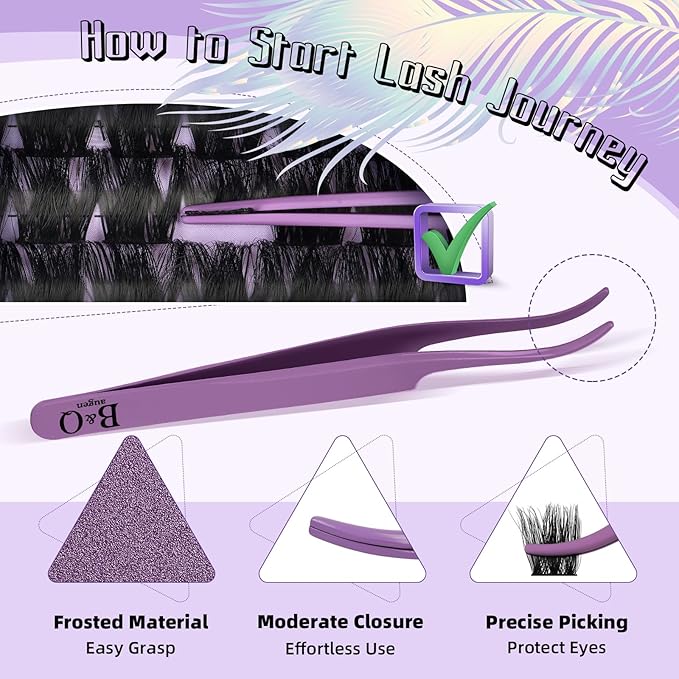 Lash Extension Kit F01 Eyelash Extension Kit 144 PCS Ultralight Eyelash Clusters Lash Clusters Kit 8-18mm DIY Ultra-Soft False Eyelashes at Home with Lash Applicator Tools (Kit，F01)