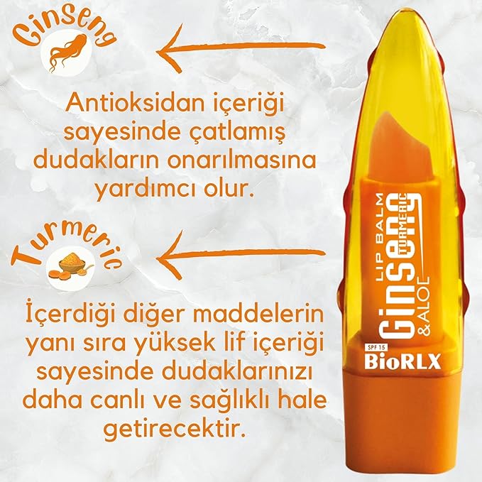 BioRLX Ginseng Infused Lip Balm - Revitalizing Lip Care for Softer, Healthier Lips (Ginseng, 0.12 Ounce (Pack of 1))