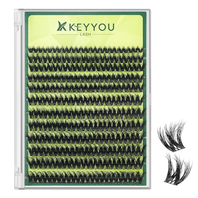 KEYYOU Lash Clusters 3D Effect Eyelash Clusters 144pcs D Curl Wispy Lashes Cluster Lashes 8-18MIX Natural Soft DIY Lash Extension at Home(PuffSilk V3D01-D-8-18MIX)