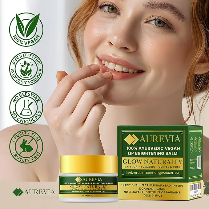 Vegan Ayurvedic Lightening & Brightening Lip Balm for Dark Smokers' Lips | Hydrating & Moisturizing for Dry, Chapped Lips – Plant-Based, Antioxidant-Rich