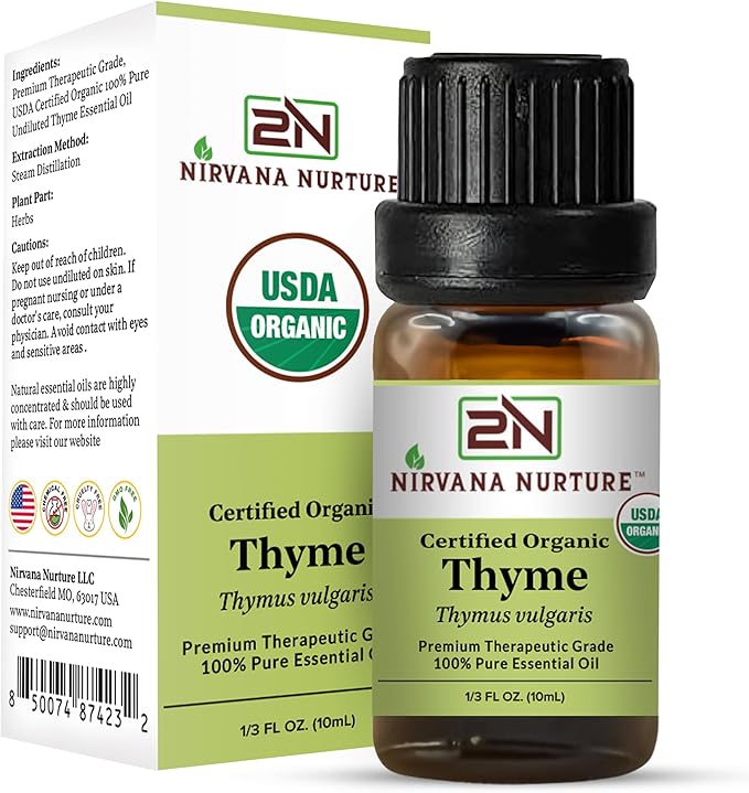 Thyme Essential Oil USDA Certified Organic, 100% Pure Natural Premium Grade, Undiluted