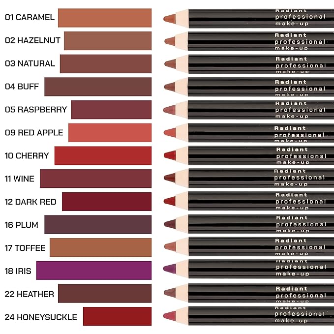 Radiant Professional Waterproof Lip Liner Pencil - Long Lasting Lip Liner for Defined Lips - Soft & Creamy Lipliner with Vitamin E - 1.20gr, (03 NATURAL)