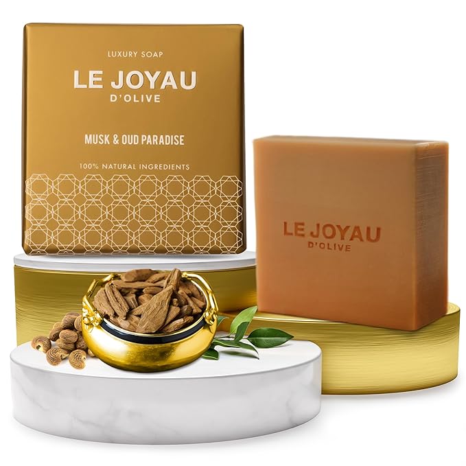 LJO Chemical-Free Soap | Enriched with Essential Oils | No Synthetic Fragrances | Made with Only 5 All-Natural Ingredients | Musk & Oud Paradise | Great as a Gift | Soap for Body & Face | Pack of 1