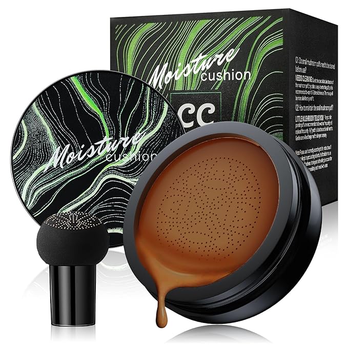 Mushroom Head Air Cushion CC Cream - Brightening & Moisturizing BB Cream Makeup Long Lasting Matte Concealer, Even Skin Tone for All Skin Types (Deep, 3.21 Ounce (Pack of 1))