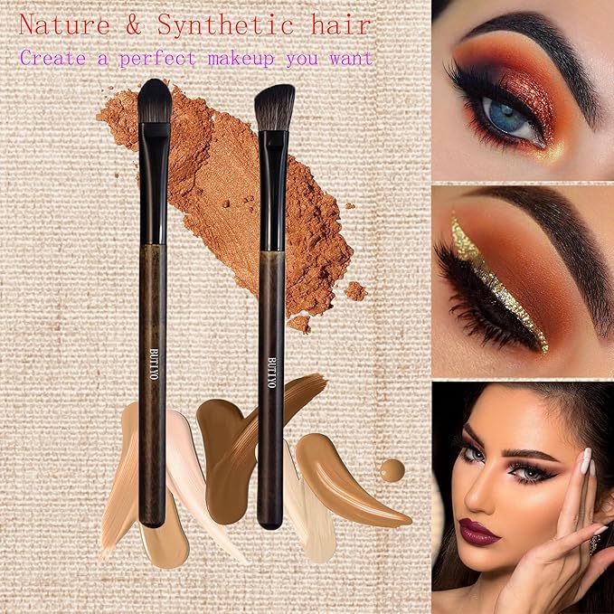 Makeup Brushes Set BUTIYO 14 Pcs Synthetic Foundation Powder Concealers Eye shadows Blush Makeup Brushes with black (14 PCS) FB002
