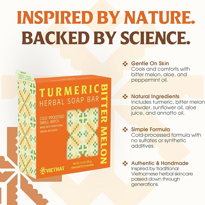 Turmeric, Tea Tree & Ginger Soap Bar (Pack of 3) – 2-in-1 Cleansing & Refreshing, Cold Process Handmade Bar with Essential Oils, Gentle Body Soap for Daily Use