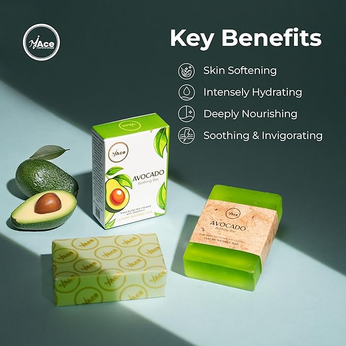 MY ACE Avocado Bathing Bar – Handmade with Avocado Oil & Coconut Oil, SLES & Paraben Free, Enriched with Shea Butter & Vitamin E – Moisturizing & Gentle