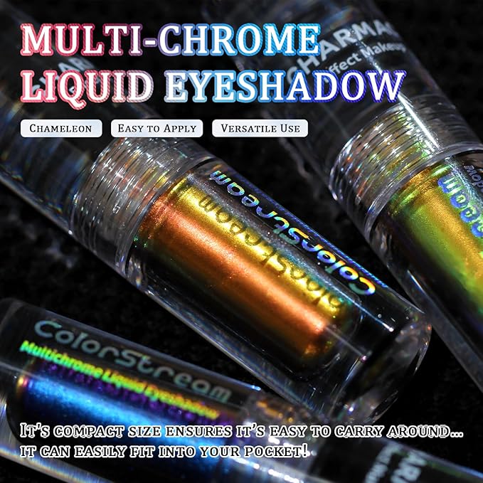 CHARMACY Liquid Duochrome Eyeshadow, Multi-Dimensional Eye Looks, Long Lasting Glitter Eye Shadow Sets Metallic Pigments, Quick Drying, Sparkling Shiny Eye Makeup for Beginners, 1.6g (#301)