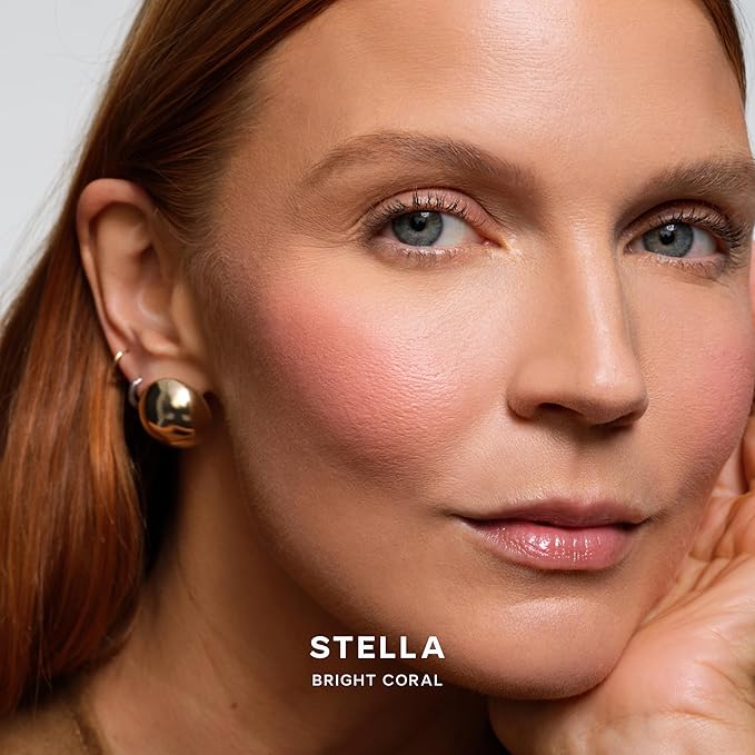 Saie SuperSuede Baked Blush - Talc-Free Powder Blush for All Day Wear - Enriched with Plant-Derived Squalane + Glycerin to Help Moisturize Dry Skin - Stella (0.1 Ounce)