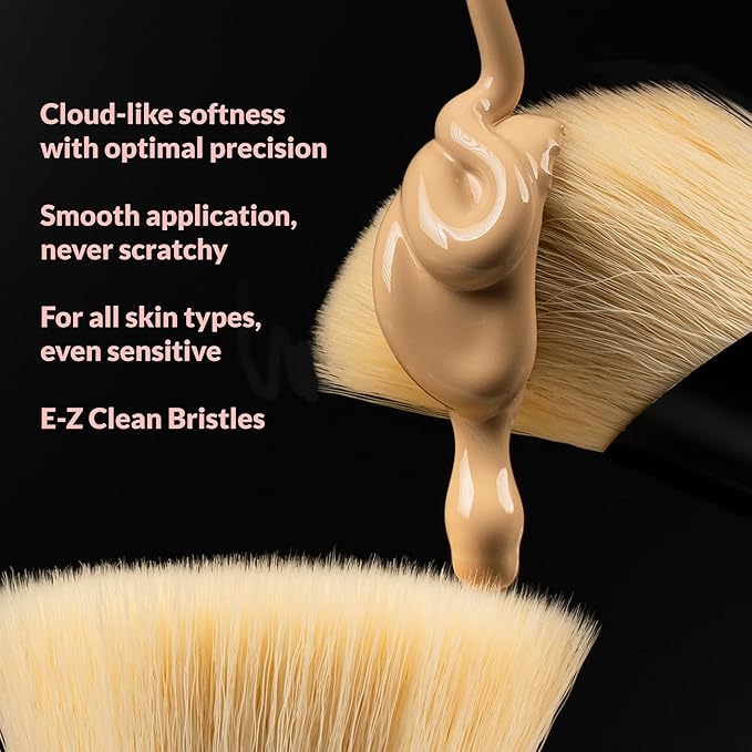 IN THE CLOUDS Travel Makeup Brushes Set + Case | Professional 7 Mini Foundation, Blush, Eyeshadow, Contour, Eyelining, Brow Brush | Short Handle Brush Set for Nearsighted | Soft for Sensitive Skin