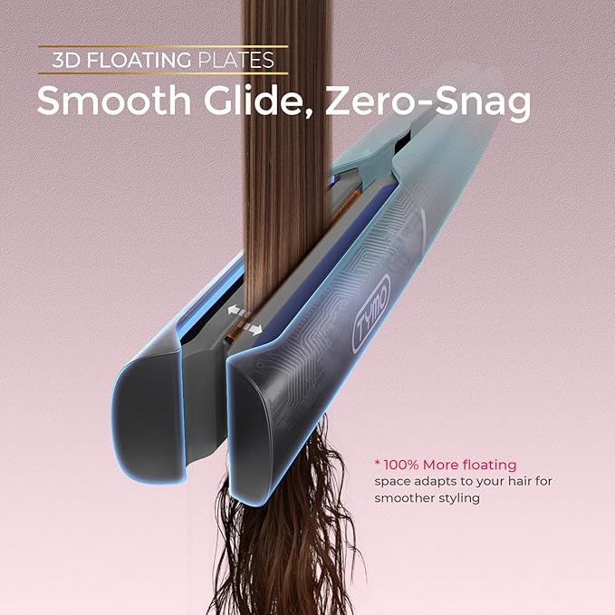 TYMO Flat Iron Hair Straightener - Upgraded Long Hollow Plates Straightener and Curler 2 in 1 for Fast Smooth Styling, Ceramic Hair Straighteners for Women, 15s Heat Up, 5 Billion Ions, Dual Voltage