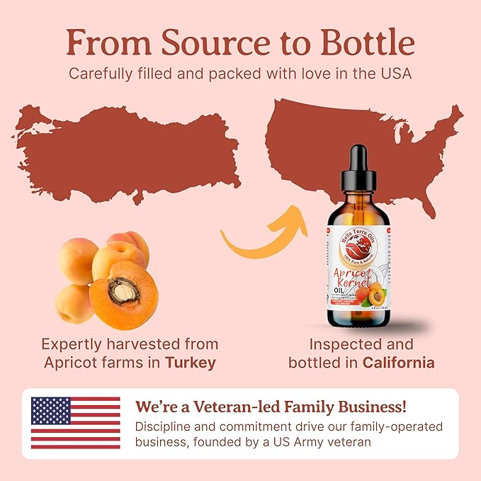 Bella Terra Oils - Organic Apricot Kernel Oil 16 oz - Cold-Pressed Nutritional Wonder, Packed with Antioxidants, Ideal Carrier Oils for Essential Oil Blends