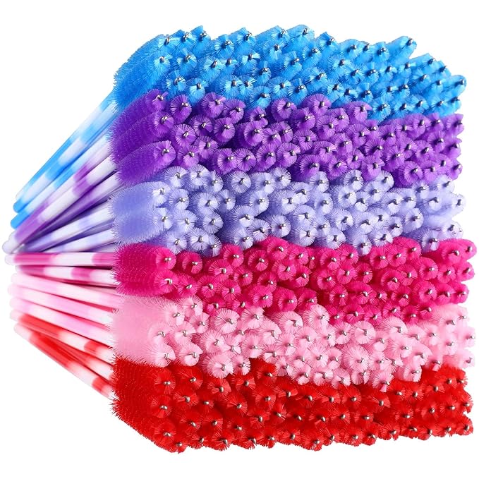 eBoot 300 Pieces Colored Disposable Mascara Wands Eyelash Eye Lash Brush Makeup Applicators Kit (Multicolor Handle, Multicolor Head)