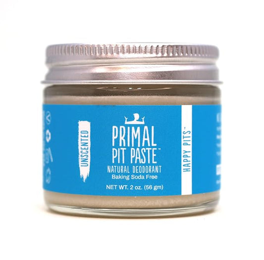 Primal Pit Paste Natural Aluminum-Free Deodorant, Baking Soda-Free, Unscented (1-Pack) | Sensitive Skin Friendly, Effective Odor Control for Women & Men, Organic Ingredients, No Added Fragrance