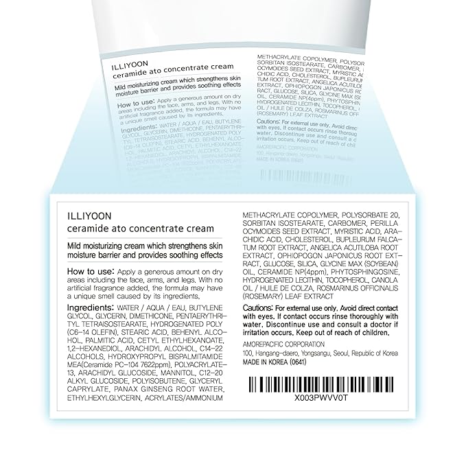 Illiyoon Ceramide Ato Concentrate Cream | Moisturizer for Dry & Sensitive Skin, 100hr Lasting Hydration, For Face & Body, Gentle for Infants, Moisture Barrier Repair, Vegan Certified, 6.76 fl.oz.