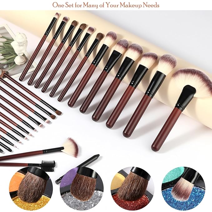 Makeup Brushes Set 26-Piece Makeup Brushes Premium Synthetic Foundation Powder Concealer Blush Eyeshadow Contour Professional Makeup Brush Set with 2 Brush Bags