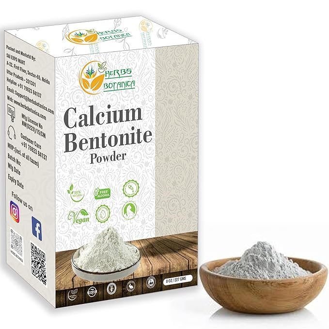 Calcium Bentonite Clay Food Grade Powder Indian Healing Clay for Face and Body, Detox Body Wrap, Deep Pore Cleansing Facial, Natural Facial Mask 8 oz / 227 gms / 1/2 lb