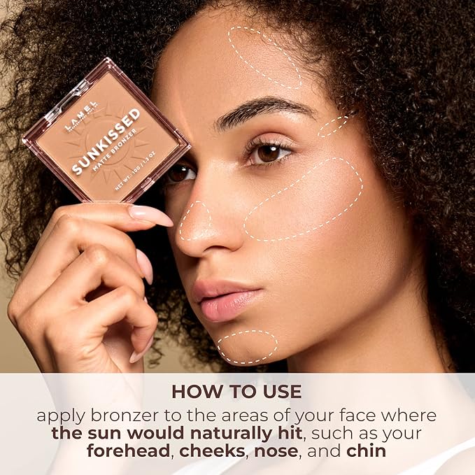 Sunkissed Matte Bronzer Face Powder - Non-Shimmer, Long Lasting, Non-Greasy Bronzing Organic Makeup Formula - Matte Finish - Natural Tan Skin - N. 401-0.35oz.