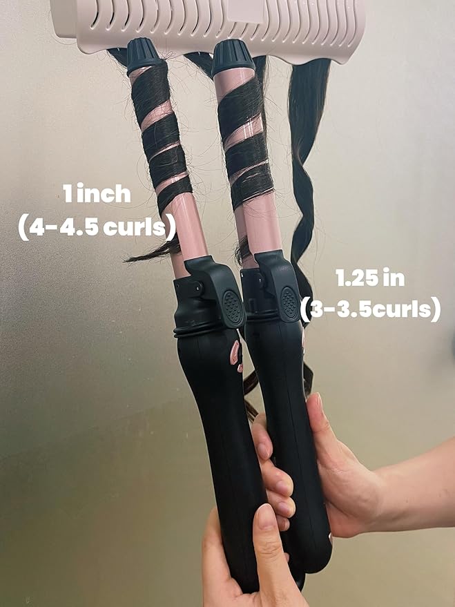New Version Lanvier Rotating Curling Iron 1 Inch Automatic Curling Wand for Waves; Tourmaline Ceramic Self Curler with 2 Rotating Speed, 11 Adjustable Temperature & Dual Voltage for Worldwide Use