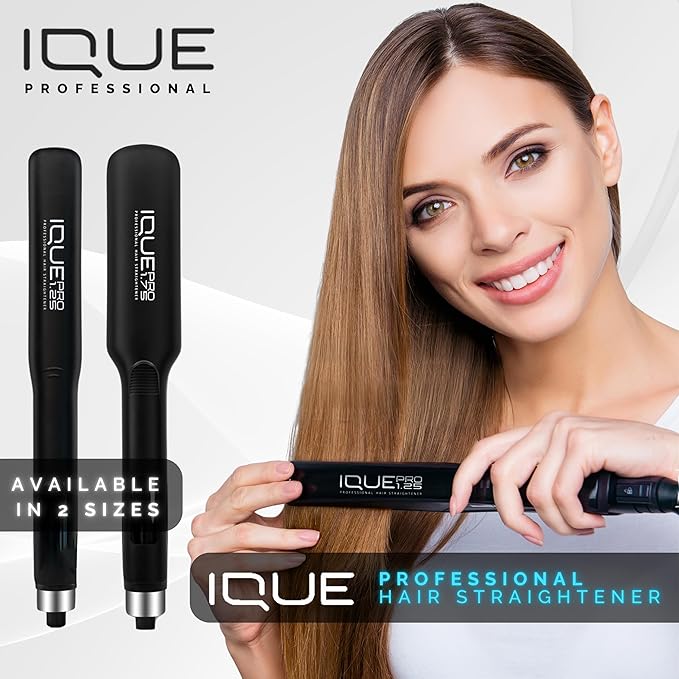 iQUE Flat Iron Hair Straightener & Curler 2-in-1 | Nano Titanium with Ionic Function | Heats in 2 Sec | Adjustable Temp up to 480°F | LCD Display | Dual Styling Tool | Dual Voltage 100-240V | 1.75"